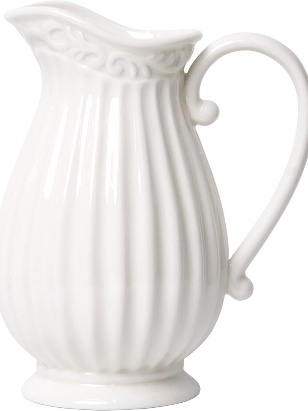 Elegant 10-Inch White Ceramic Pitcher Vase for Home Decor & Floral Arrangements